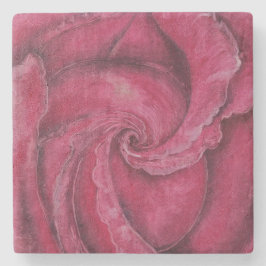 Posavasos De Piedra Acercamiento a la rosa roja