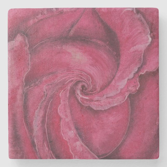 Posavasos De Piedra Acercamiento a la rosa roja (Anverso)