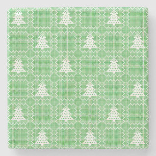 Posavasos De Piedra Acogedor patrón de suéter feo de árbol de Navidad 