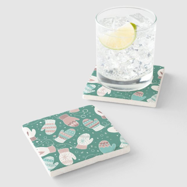 Posavasos De Piedra Acogedores Navidades de invierno miden el patrón e (Lateral)