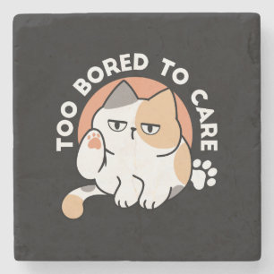 Posavasos De Piedra Actitud de Gato Perezoso – Demasiado Aburrido para