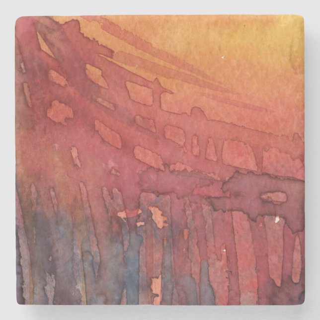 Posavasos De Piedra Acuarela abstracta 3 (Anverso)