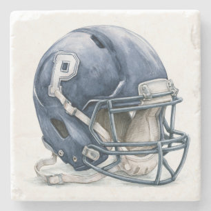Posavasos De Piedra Acuarela de casco de fútbol vintage 