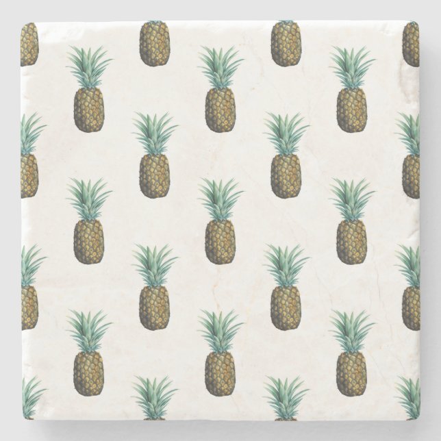 Posavasos De Piedra Acuarela de piña tropical (Anverso)