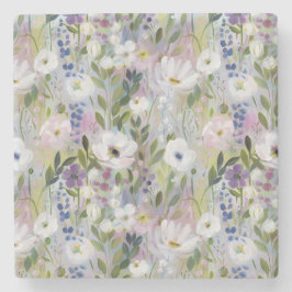 Posavasos De Piedra Acuarela Floral de Prado Suave
