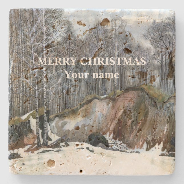 Posavasos De Piedra Acuarela nevada (Anverso)