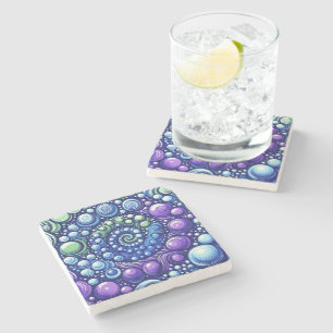 Posavasos De Piedra Acuarela Resumen Espiral y burbujas