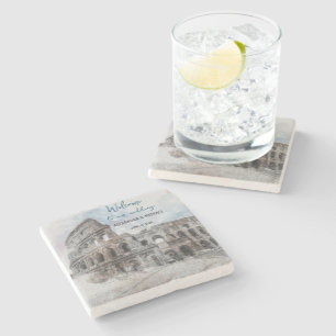 Posavasos De Piedra Acuarela Roma, Italia