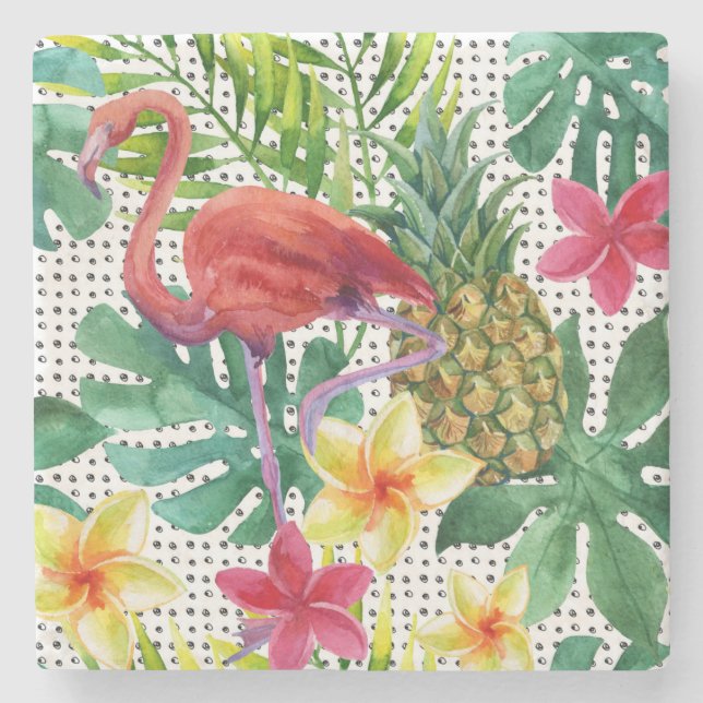Posavasos De Piedra Acuarela tropical (Anverso)