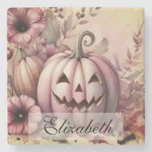 Posavasos De Piedra Acuarela vintage de las calabazas de Halloween cae