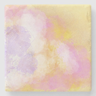 Posavasos De Piedra Acuarelas abstractas - fondo anaranjado
