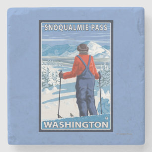 Posavasos De Piedra Admiración del esquiador - paso de Snoqualmie,