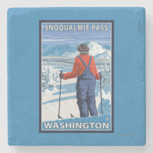 Posavasos De Piedra Admiración del esquiador - paso de Snoqualmie,