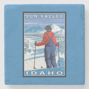 Posavasos De Piedra Admiración del esquiador - Sun Valley, Idaho
