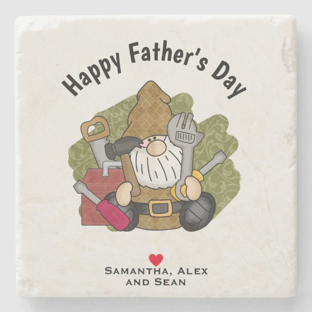 Posavasos De Piedra Adorable Handyman & Carpenter Garden Gnome (Anverso)