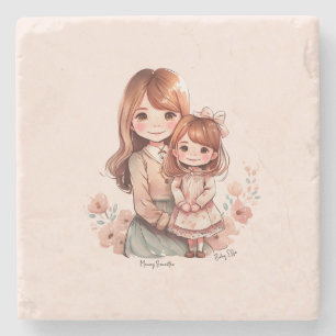 Posavasos De Piedra Adorable mamá y yegua