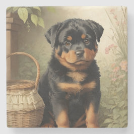 Posavasos De Piedra Adorable Rottweiler