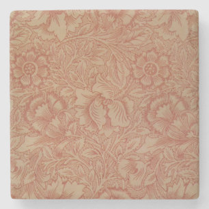 Posavasos De Piedra Adormidera rosa (de William Morris) (Patrón de épo