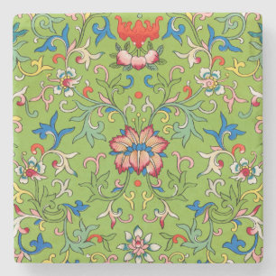 Posavasos De Piedra Adorno chino Owen Jones vintage floral verde