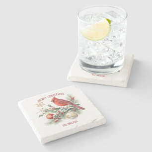 Posavasos De Piedra Adorno navideño de capa roja Feliz Navidad
