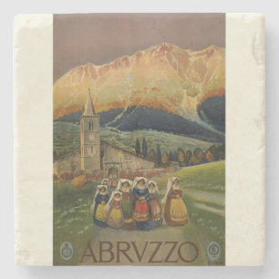 Posavasos De Piedra Afiche de época de Abruzzo Italia