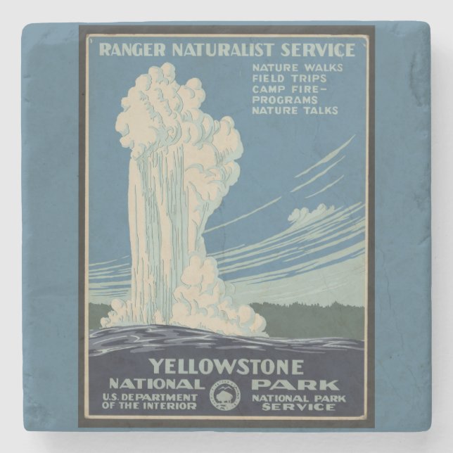 Posavasos De Piedra Afiche de época del parque Yellowstone Old Faith (Anverso)
