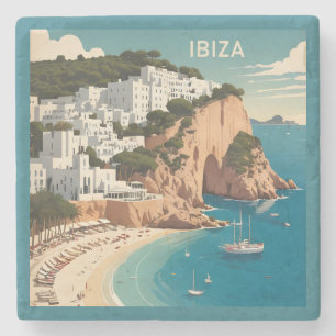 Posavasos De Piedra Afiche de viajes de Ibiza, España