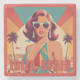 Posavasos De Piedra Afiche de viajes de Ibiza, España