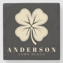 Posavasos De Piedra Afortunado irlandés con cuatro hojas de trébol con