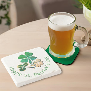Posavasos De Piedra Afortunado Shamrock Clover Feliz Día de San Patric