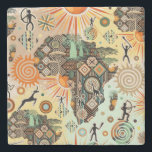 Posavasos De Piedra Africa Map Decorative Tribal Elements Pattern<br><div class="desc">Africa Map Decorated with warm Colors Pattern Design,  Savanna wild nature,  baobabs,  sunshine and Tribal Elements. Original Vector  Art Design Copyright BluedarkArt TheChameleonArt.</div>