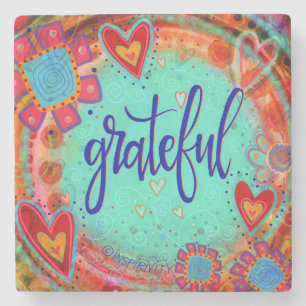 Posavasos De Piedra Agradable Floral Whimsical Hearts Divertido Bebida