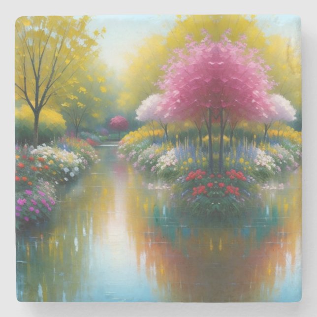 Posavasos De Piedra Agradable Hydranger Garden Stone Coaster (Anverso)