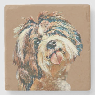 Posavasos De Piedra Agradable Shih Tzu Face Marble Coaster