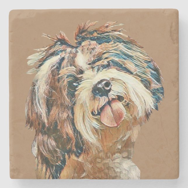 Posavasos De Piedra Agradable Shih Tzu Face Marble Coaster (Anverso)