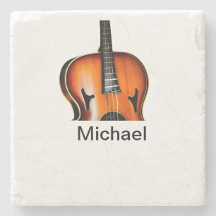 Posavasos De Piedra Agrega tu nombre texto marrón amante de la música 
