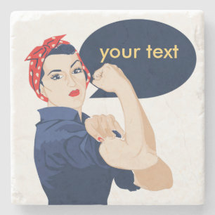 Posavasos De Piedra Agrega tu propio texto a rosie riveter