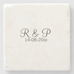 Posavasos De Piedra Agregar monograma de nombre de pareja agregar fech