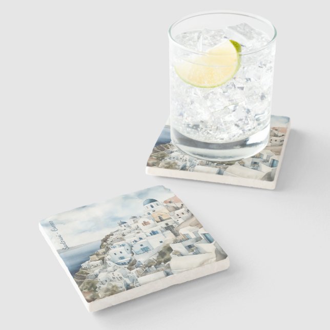 Posavasos De Piedra Agua de Santorini Grecia (Lateral)