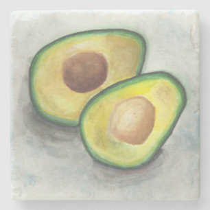 Posavasos De Piedra Aguacate en acuarela