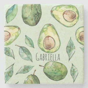 Posavasos De Piedra Aguacates verdes y hojas