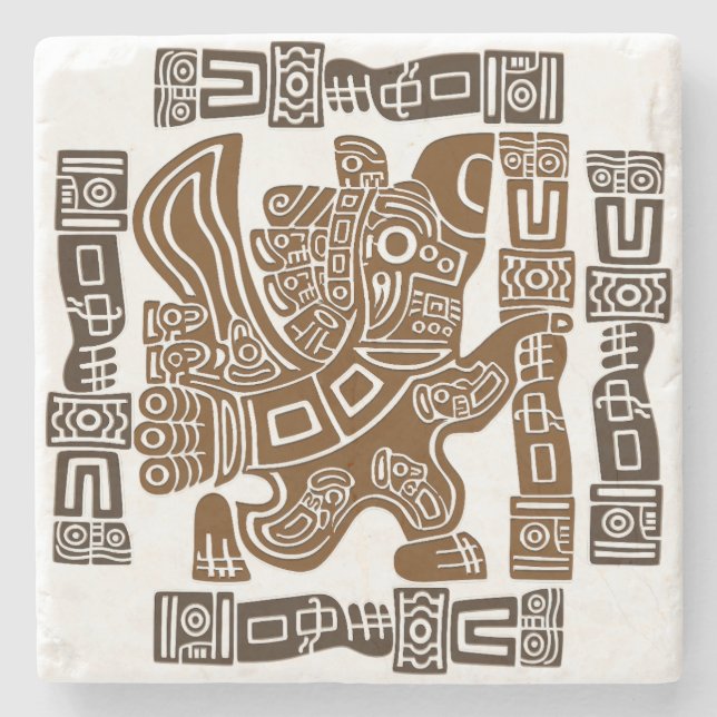 Posavasos De Piedra Águila azteca guerrera arte tribal antiguo (Anverso)