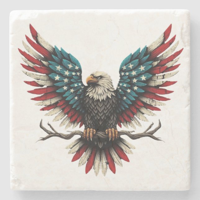 Posavasos De Piedra Águila calva norteamericana/estadounidense patriót (Anverso)
