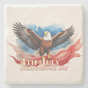 Posavasos De Piedra Águila del 4 de Julio – Diseño de Arte Patriótico