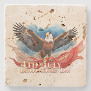 Posavasos De Piedra Águila del 4 de julio – Diseño de arte patriótico
