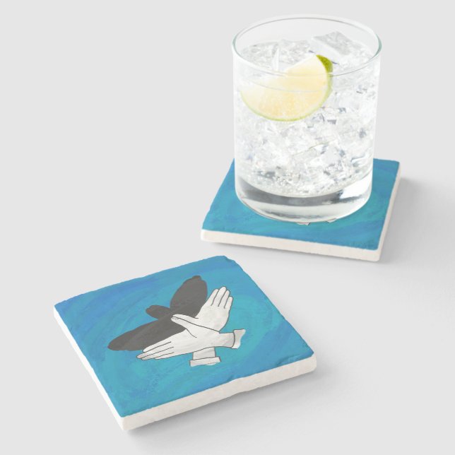 Posavasos De Piedra Águila Sombra Sobre El Azul (Lateral)