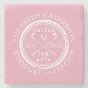 Posavasos De Piedra Agujero en Uno de Golf Femenino Rosa Personalizado