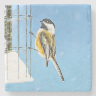 Posavasos De Piedra Ajedrez en pintura de alimentador - Arte de pájaro