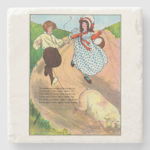 Posavasos De Piedra Al mercado para comprar un cerdo gordo, madre gans