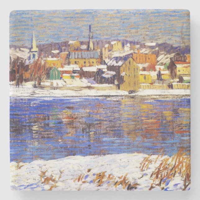 Posavasos De Piedra Al otro lado del Delaware (por Robert Spencer) (Anverso)